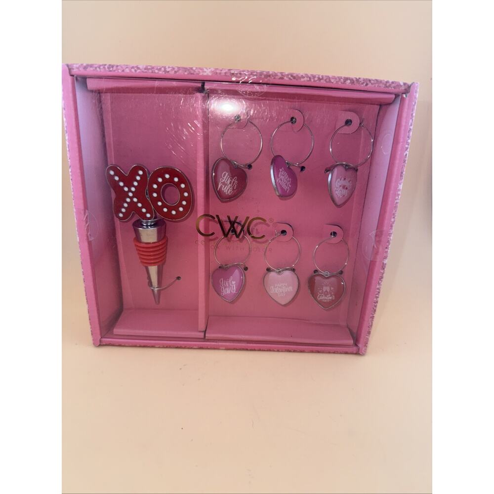 CWC Wine Glass Charms & Bottle Stopper Set Galentine's Day Showers Bridal